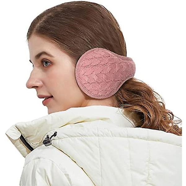 Ørevarmere Vinter Kvinner, Dame Vinter Ørevarmere Unisex Varme Strikket Ørevarmere Foldbar Ørevarmer For Kvinner Twist rosa Twist pink