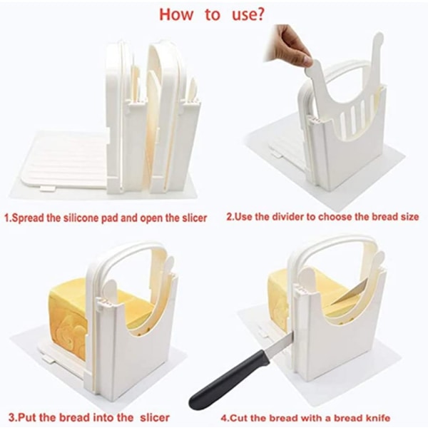 Brödskivare för Hembakat Bröd Justerbar 5 Tjocklekar Vikbar Bröd Cutter Maskin Skärning Sandwich Maker