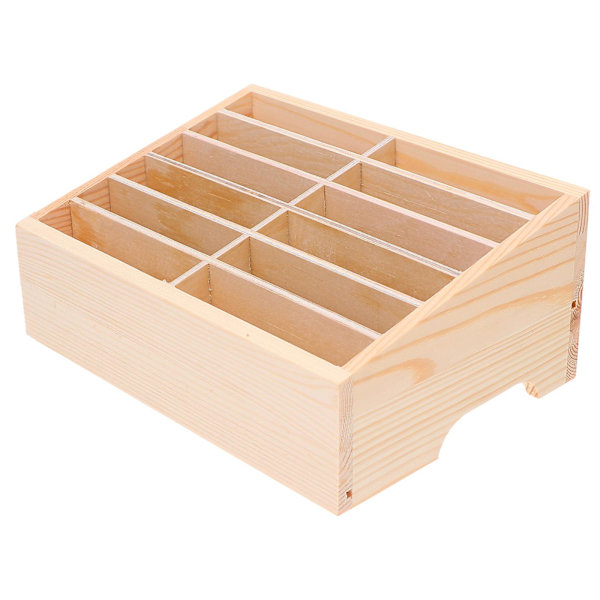 12 Rums Mobiltelefon Skrivebords Organizer Box Midlertidig Træ Telefon Box 21X15.5X9CM 21X15.5X9CM