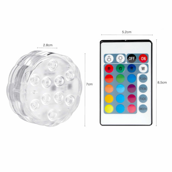 SpotGlo Vandtætte LED-lys med Fjernbetjening RGB Skiftende LED-lys Batteridrevet til Dam Pool Springvand Akvarium
