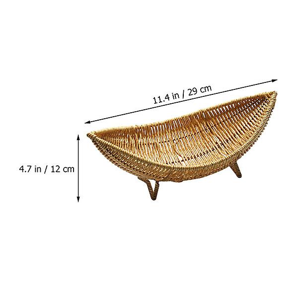 Vävd Skeppsformad Korg Frukt Serveringsbricka Fruktkorg Grönsakskorg Äggkorg För Köket Coffee 29X14.5X12CM