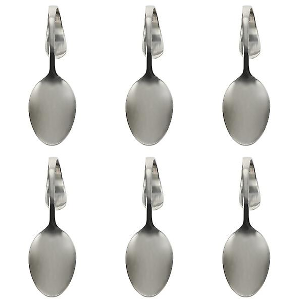6 st rostfritt stål böjda handtag skedar västerländsk mat sallad skopor (silver) Silver13,5x4,5x4cm Silver 13.5x4.5x4cm