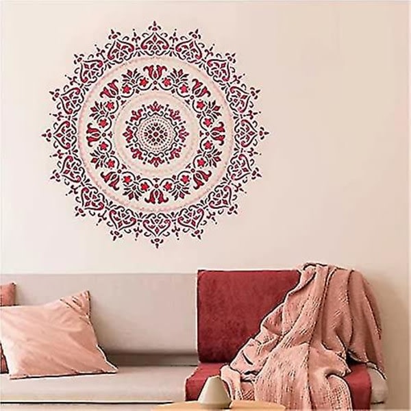 Mandala stencils, genanvendelige stencils maleværktøj til gulv væg fliser stof møbel maling tilbehør50*50cm)