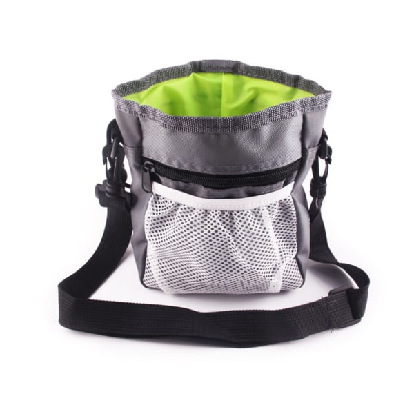 Hundgodisväska, hundträningsväska, bärbar midjeväska för husdjur med justerbart och avtagbart bälte och axelrem (grå)