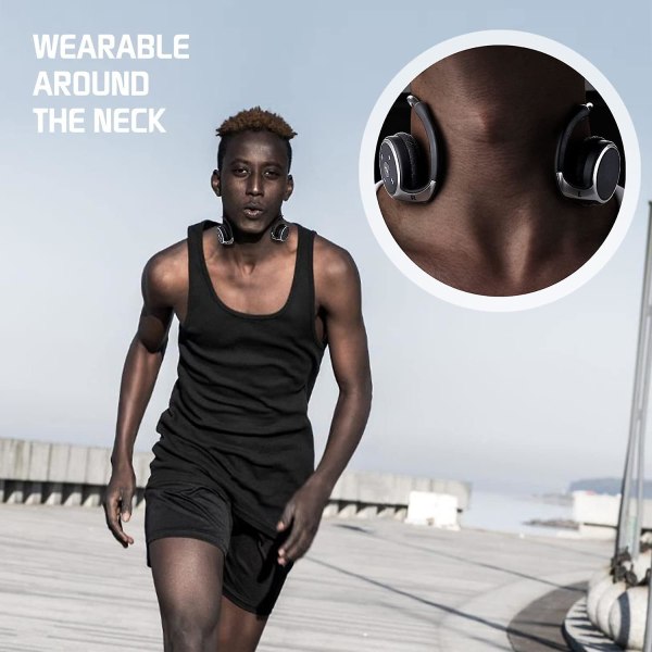 Pienet Bluetooth kuulokkeet pään ympärille - Langattomat urheilukuulokkeet, joissa on sisäänrakennettu mikrofoni ja kristallinkirkas ääni, taitettava ja kannettava
