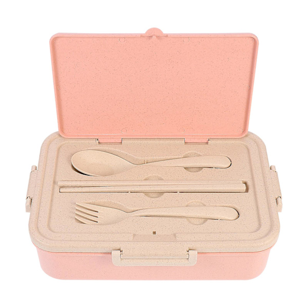 Bentoboks for barn med rom, lunsjboks i plast, bærbar matboks, rosa, 25x17x7cm Pink 25x17x7cm