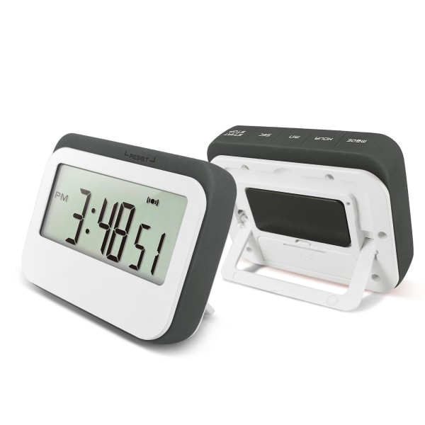 Magnetisk Digital 24 Timers Køkken Timer/Ur Med Stor Skærm (1 stk, Grå)
