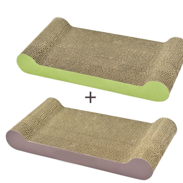 Kattklösbräda Klosharpare, Vågig Pappersklo-Slipning Anti-Rep Sofa, Katt Skyddande Tillbehör, Katt Skrivplatta, Sovande Katt Leksak (Grå Ben + Grönt Ben)