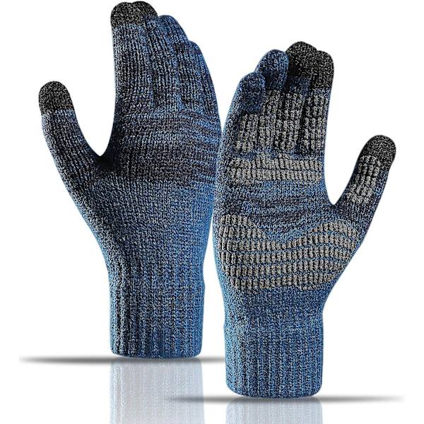 Vinterstickade Vantar, Pekskärm Varma Vantar, Varma Heläckande Fleece Vantar Sjöblå Lake Blue