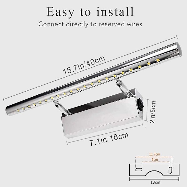 5W LED Speilvegglampe Kald Hvit Baderom Lampe