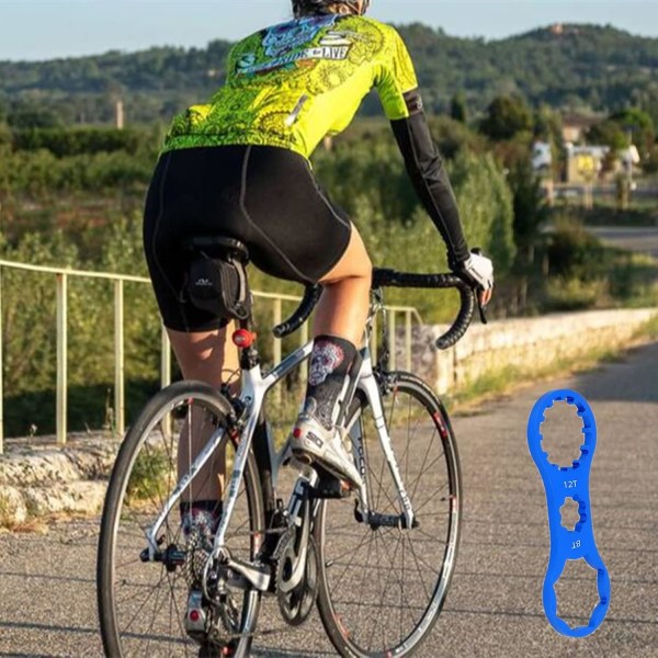 Forgaffelnøgle Cykel bundbeslag Fjernelsesværktøj Cykelakse aluminiumslegering nøgleværktøj til cykelreparationsinstallation (4 stk, blå+rød)