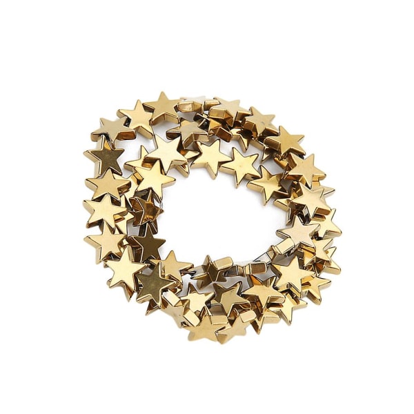 1 set tillbehör till gör-det-själv smycken Pentastar lösa pärlor Vakuum elektroplåt lösa pärlor (gyllene 10 mm 38 korn) gyllene Golden
