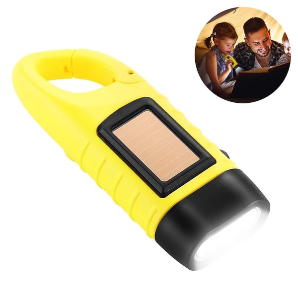 Handvevad Solcellsdriven Ficklampa, Nödkraftsladdningsbar Led-ficklampa, Överlevnadsficklampa, Snabbklämma Karbin Dynamo Ficklampa Fackla För Gul Yellow