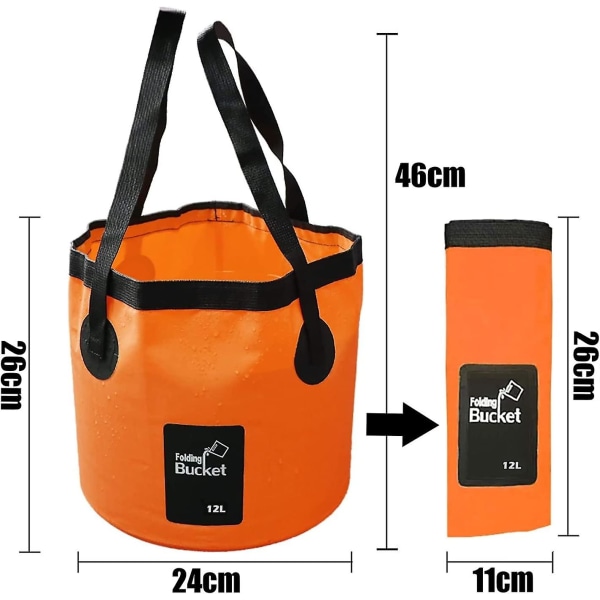 Hopfällbar Vattenhink, 12l Bärbar Hopfällbar Hink Campingförvaring Behållare Sänka För Resor Vandring Fiske Båtliv Trädgårdsskötsel (24 X 25)