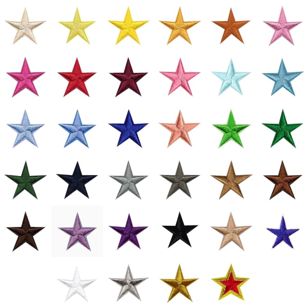 34st färgglada stjärnor broderade märken Stryk på lappar Motiv Applika klistermärken