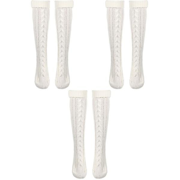 3 Par Långa Stickade Strumpor Vinter Hög Tub Knästrumpor För Kvinnor Dam Flickor 3 Par 55X6CM 3 pairs 55X6CM