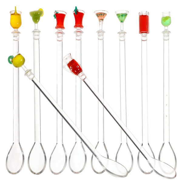 10 stk. Plastik Cocktail Shaker Sukker Rørpinde Martini Shaker Swizzle Sticks Honning Te Rørpinde Assorterede Farver 23X1X1CM Assorted Color 23X1X1CM