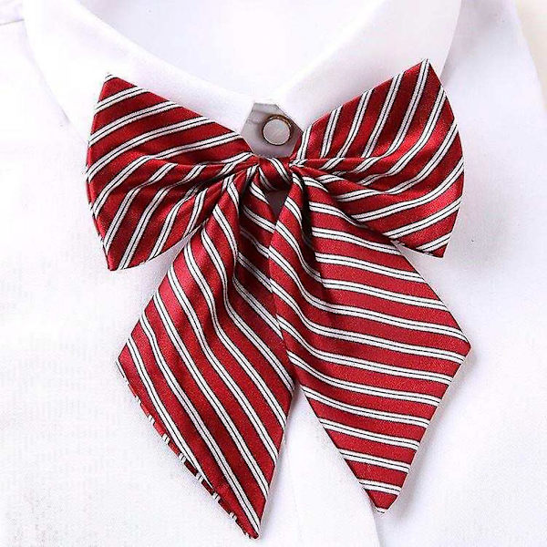 2 stk Rød og Hvit Stripete Spenne Sløyfe Graduation Student Sløyfer Justerbar Sløyfe Graduation Tilbehør Red 13X15cm