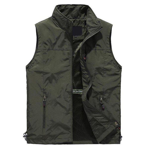 Mænds Udendørs Vest Mesh Åndbar Veste Fritids Sport Fiskevest 3XL Solid ArmyGrøn solid  ArmyGreen 3XL