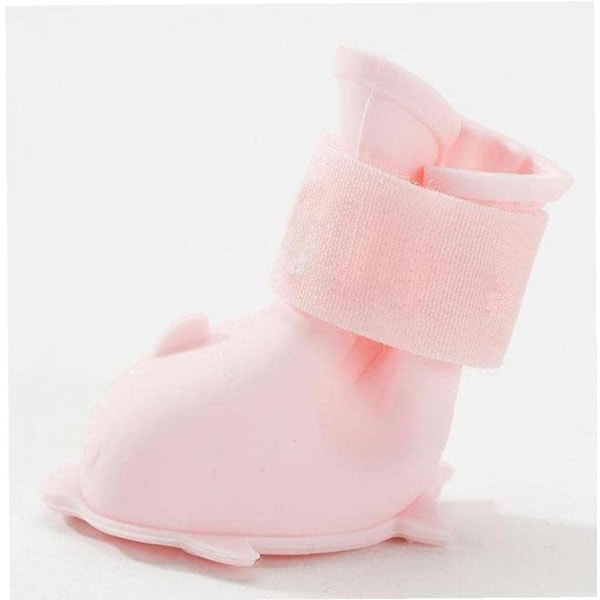 Hundesko Pottebeskytter Gummi Regn Deksel Vanntette Gummi Anti-Skli Kjæledyr Regnstøvler for Små Middels Katt Valper 4stk Rosa(M)