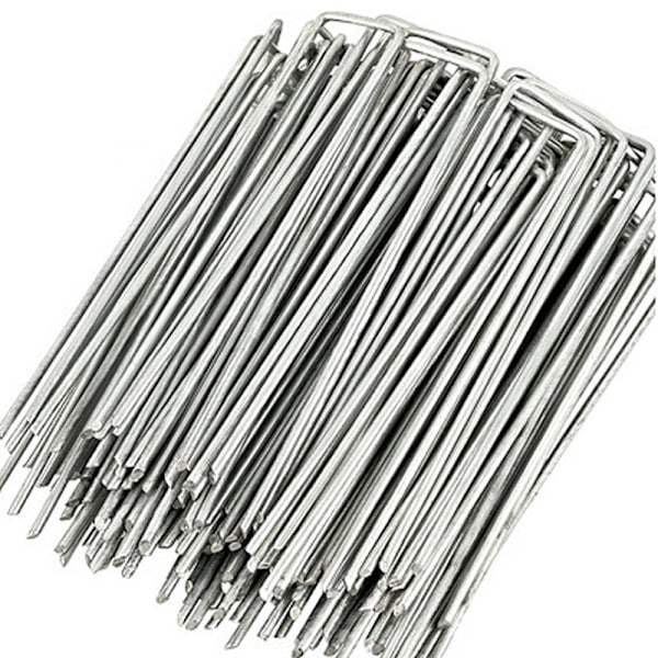 100 st U-formade markankare för trädgård Silver Silver 10cm_RY