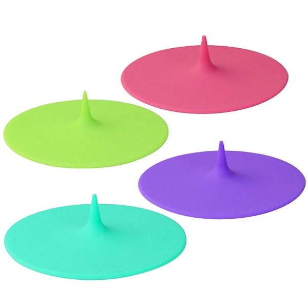 4 st Vattendroppsformade Läckagesäkra Silikonmugglok Candy Color Sugtät Förslutning - Blandade Färger