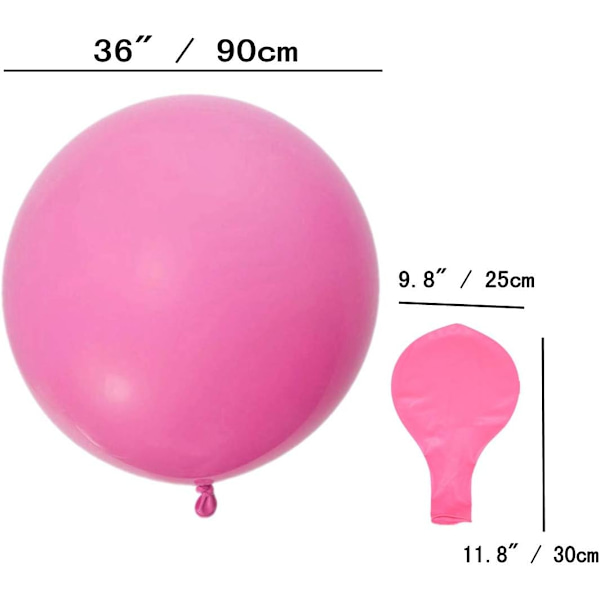 6-pack 90cm Blandade Färgade Latex Jätteballonger för Bröllop, Festligheter, Karneval, Evenemang, Dekorationer