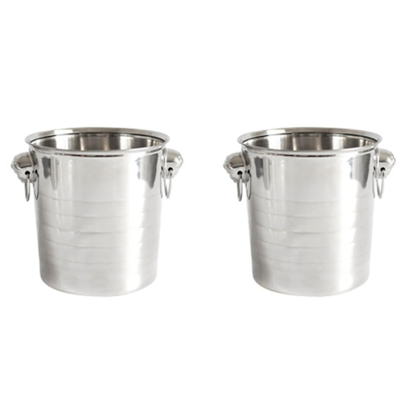 2x Rustfrit Stål Is Punch Spand Vin Øl Køler Champagne Køler Bærbar Bar Fest Klub Is B