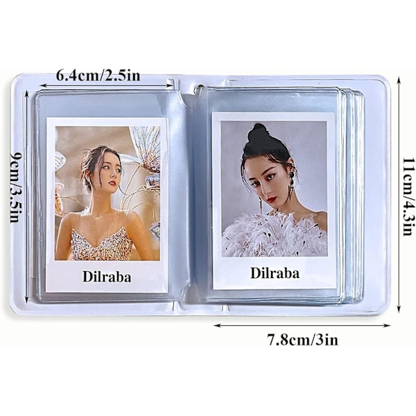 3 Tommer Mini Fotoalbum Fotokort Holder, Hjerteformet Hul Fotokort ID Holder 40 Lommer Svart Black