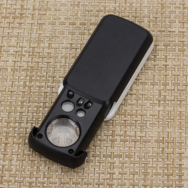 Korun Magnifying Glass, 30X / 60X / 90X Optinen Suurennuslasi Tasku Suurennuslasi LED-Valolla Korujen Tarkastukseen (2 Kpl - Musta)
