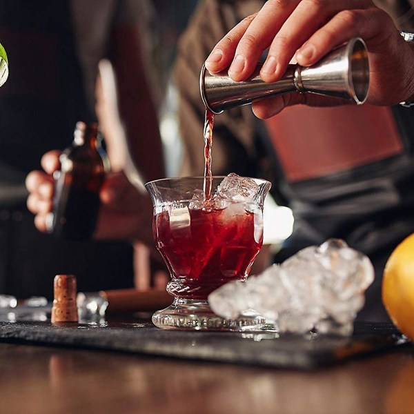 To dobbelthovede målebeger i rustfritt stål, dobbelthovede vinmålebeger, dobbelthovede vinkrus, barspesial for bartendere