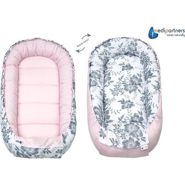 Medi Partners 5 element Baby Cocoon 100x60x15cm 100% bomull Babysäng Reducer (Bär med Rosa Minky) Rosa