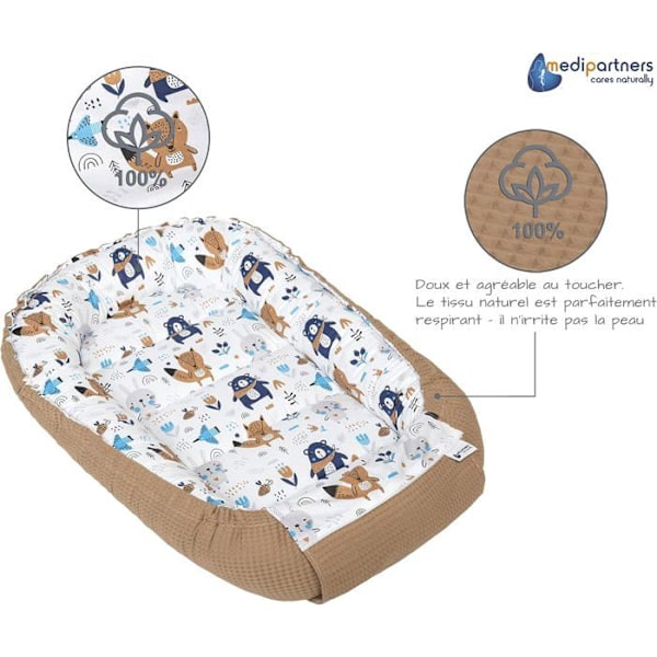 Medi Partners Baby Cocoon Bed Reducer 100x60x15cm 100% bomull Baby Nest (Boho och Brown)