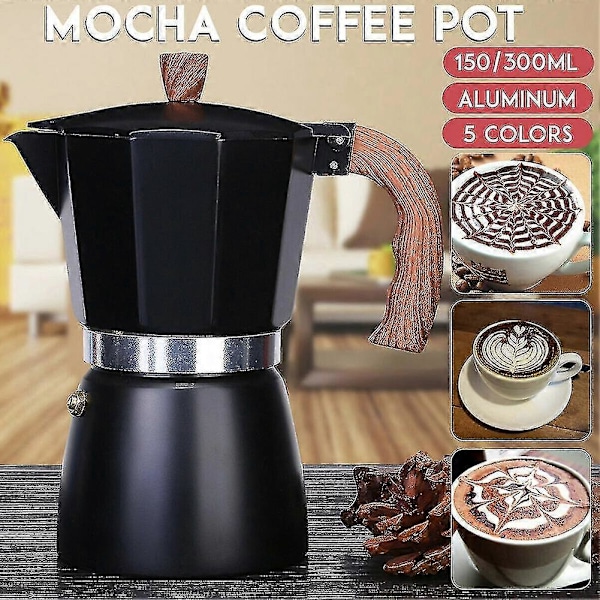 Espressokokare i italiensk stil av aluminium, perkolator, spisplatta, kittel Green 300ML