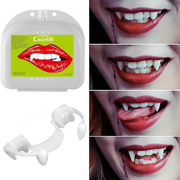 Sisäänvedettävät vampyyrin hampaat Cosplay-kulmahampaat Halloween-hammasproteesit Piilolaite Vampyyrin hammas lapsille ja aikuisille vampyyriksi ja