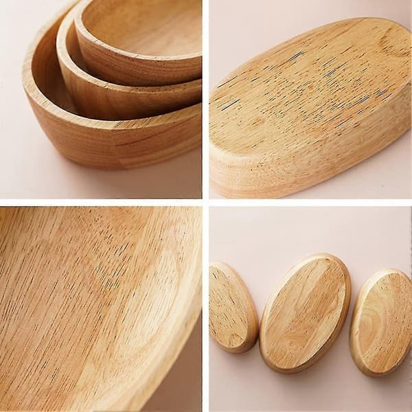 Ny Eik Båt Trebrett Solid Oval Skål Frukt Dessert Disk Plate Te Matrett Drikke Serveringsbrett Mat P