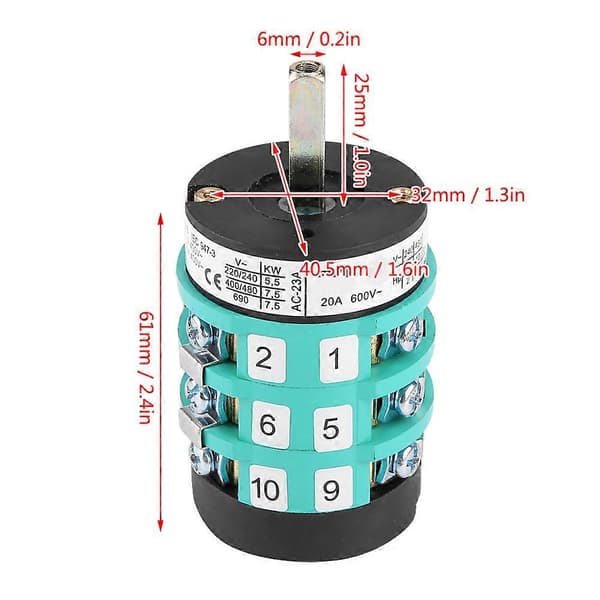 220V/380V Däckbytesmaskin Motor Framåt Back Strömbrytare Vridbords Pedal Strömbrytare 20A (A)