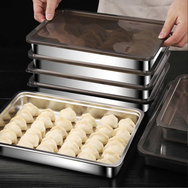 Dumpling Organizer 304 Rustfritt Stål Dumpling Oppbevaringsboks for Bevaring av Friskhet