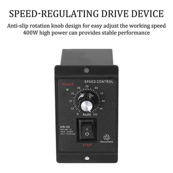 US-52 Enkeltfaset AC Mikromotor Hastighedsregulator 400W AC220V 50/60Hz Sort