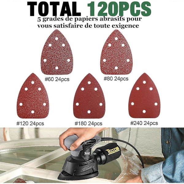 Slipningstrianglar, Slippapper för slipmaskin, Sandpapper av trianglar, Kompatibel