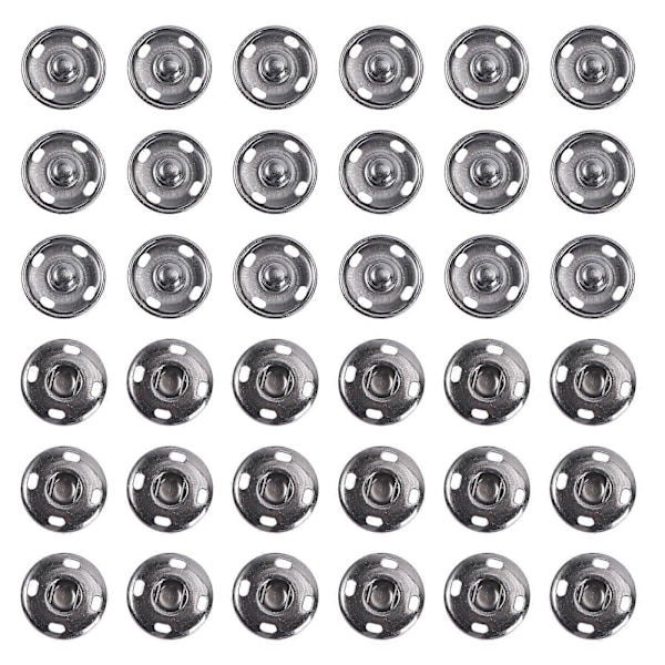 50 Sett Sy På Trykknapper Metall Trykknapper Fester Trykknapper 2 Deler Messing Trykknapper Rundt DIY Håndverkstilbehør (17mm-Svart)