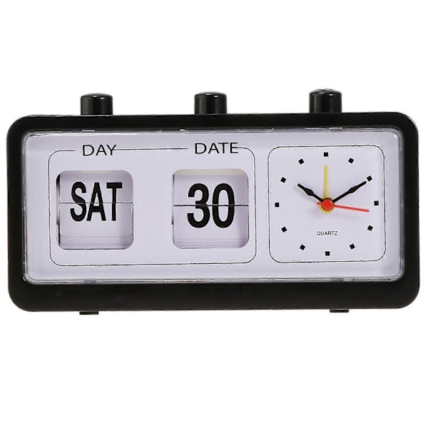 Retro Kalender Flip Klocka Sängbord Fyrkantig Klocka med 3 Tryckknappar Hushåll Ny