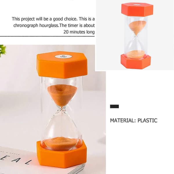 20 Minutter Timeglass Timer Dekorativt Lite Heksagonalt Timeglass Timer Leke Gave til Barn (Oransje)