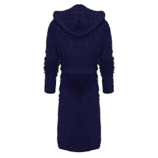 Miesten kylpytakit, hotellin, kodin ja kylpylän froteekylpytakki, fleecekylpytakki, pehmeä pitkä hupullinen kylpytakki Navy blue L