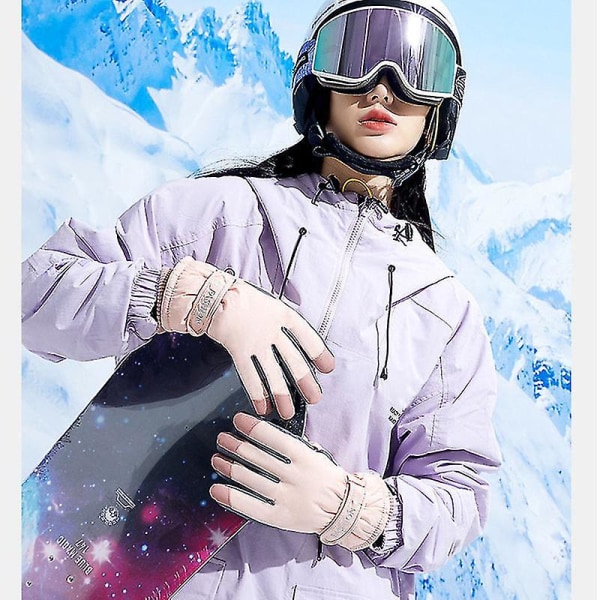 Skihansker - Vanntette pustende snowboardhansker, varme vinterhansker, passer både menn og kvinner PINK