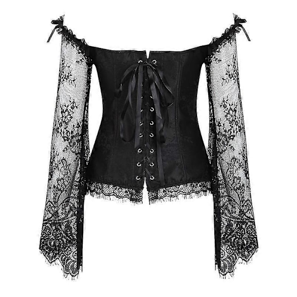 Pitsinen seksikäs korsetti vintage-tyylinen bustier-toppi naisille muotoileva S-6xl Black 4XL
