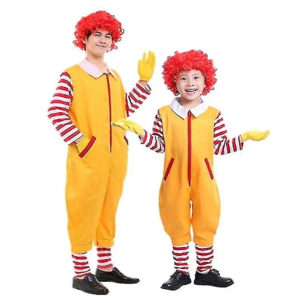 Jul förälder-barn Clowndräkt Fest Scen Performance Kläder Snabbmat Gul clown kostym för barn Cosplay kostym hög kvalitet 150cm