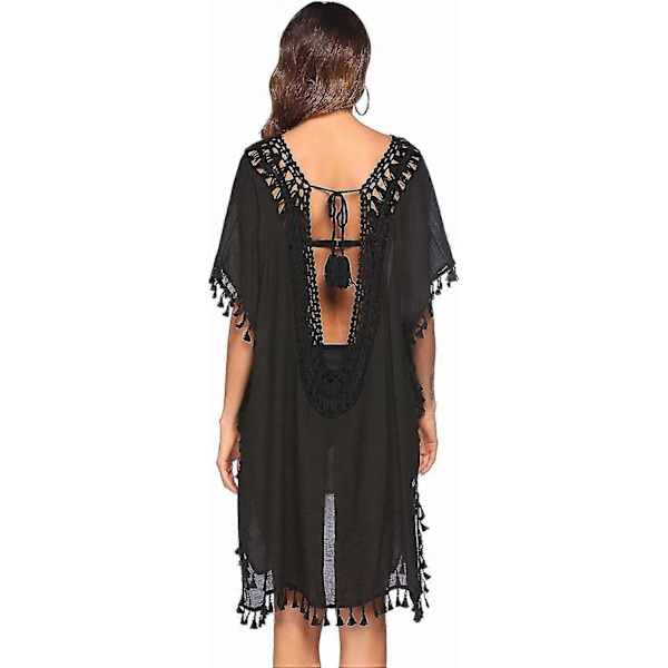 Badedragt Cover Up Dame Badedragt Kjole Plus Size Sexet Bikini Strand Tunika Top Sommer Style 2 black M