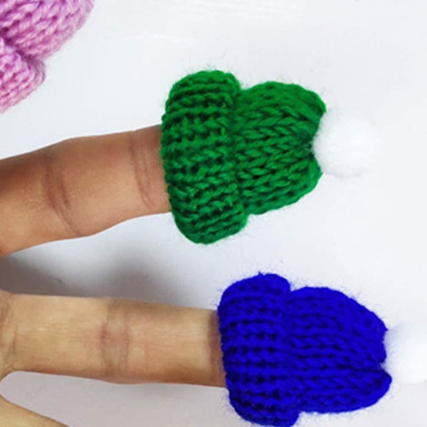 10 Stykker Jule Strikket Hue Mini Julemandshat Juletræspynt DIY Håndværk, Grøn