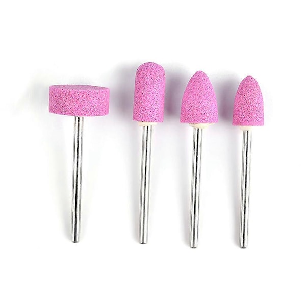 12 st Kvarts Nagelborrfil Bits Verktyg för Nagelkonst Maskin Slipsten Huvud (Rosa)